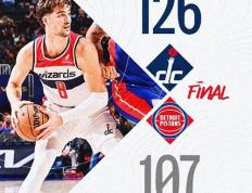 NBA常规赛：奇才126-107终结9连败amp;送活塞队14连败,库兹马32+12+8