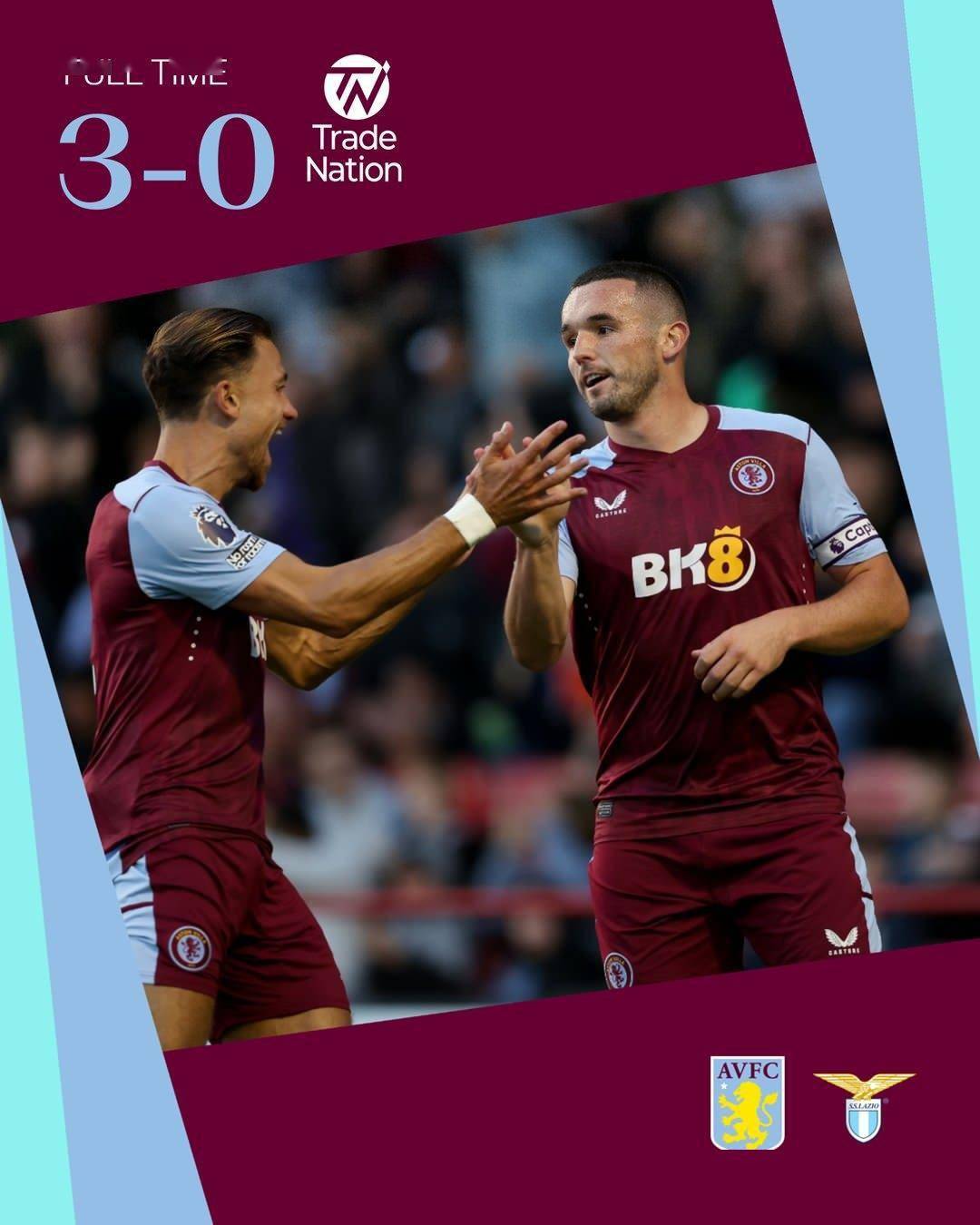 热身赛-阿斯顿维拉 （Aston Villa）3-0拉齐奥 沃特金斯失点+破门 麦金世界波